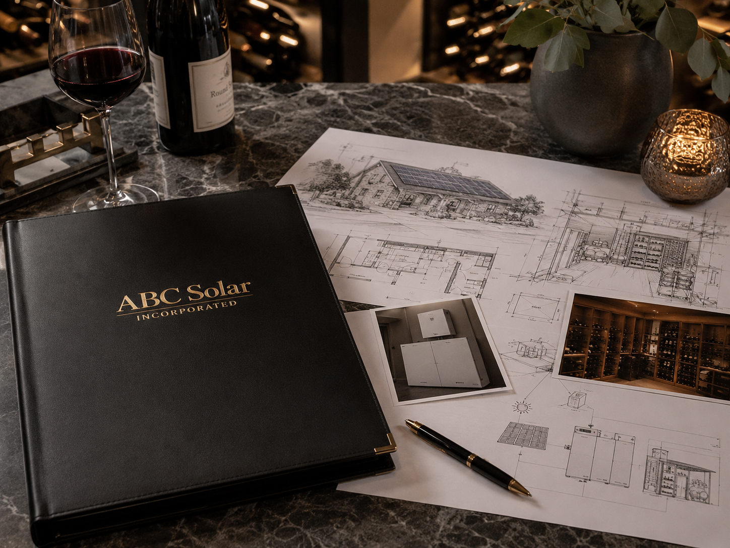 ABC Solar consultation folder and solar wine cellar design documents